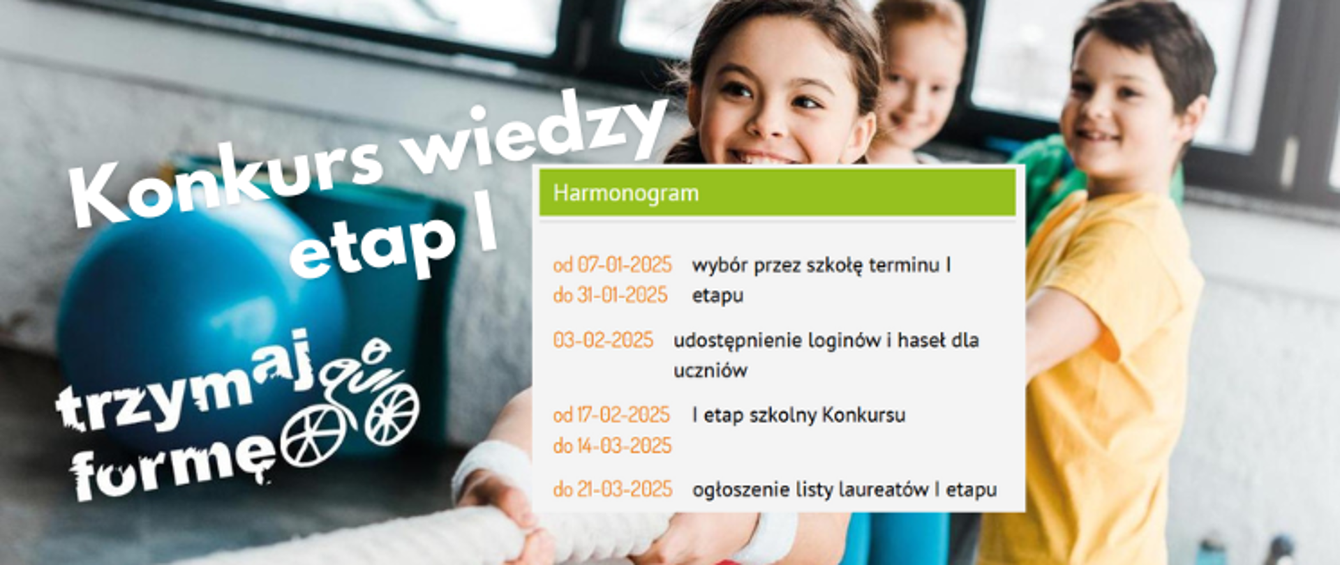 baner. Konkurs wiedzy "Trzymaj formę" - etap szkolny 