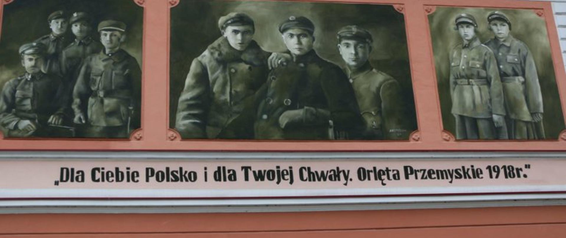 Prezentacja muralu upamiętniającego Orlęta Przemyskie.