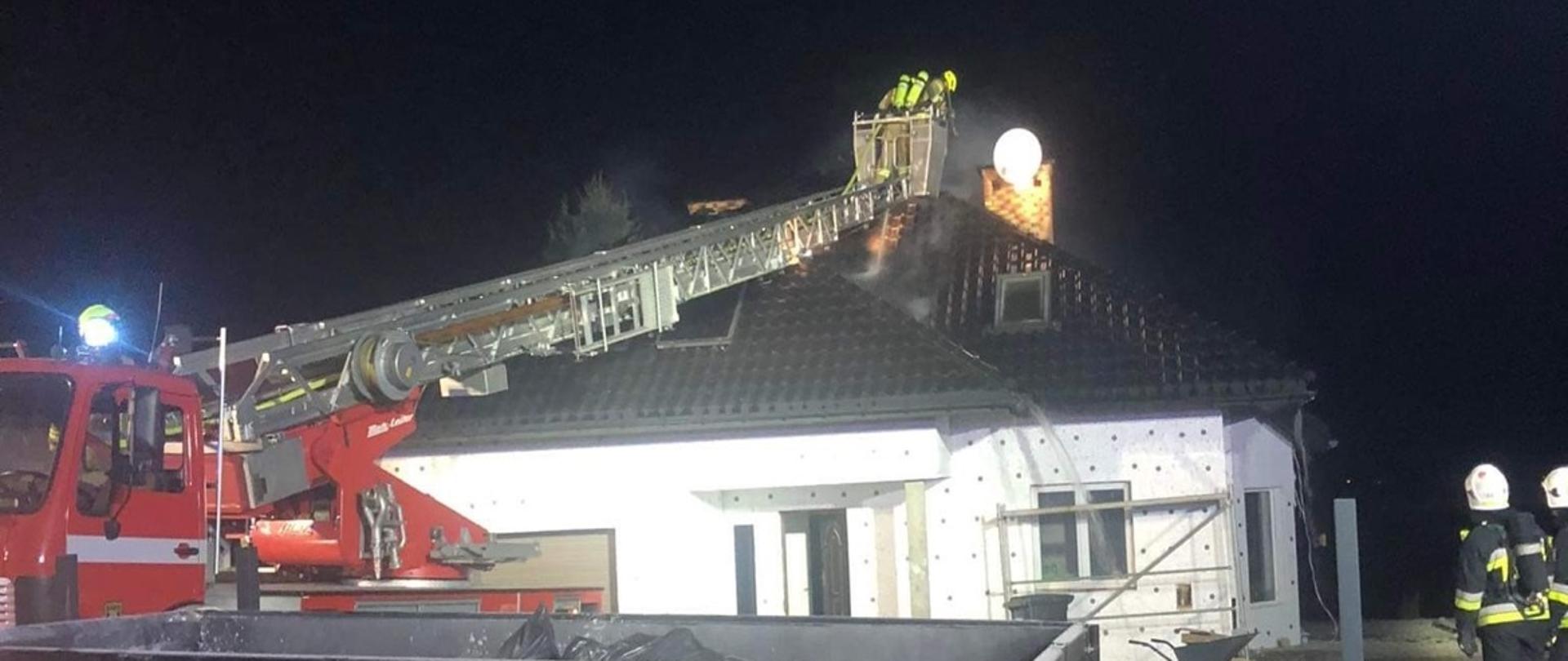 zdjęcie przedstawia dom oraz drabinę pożarniczą