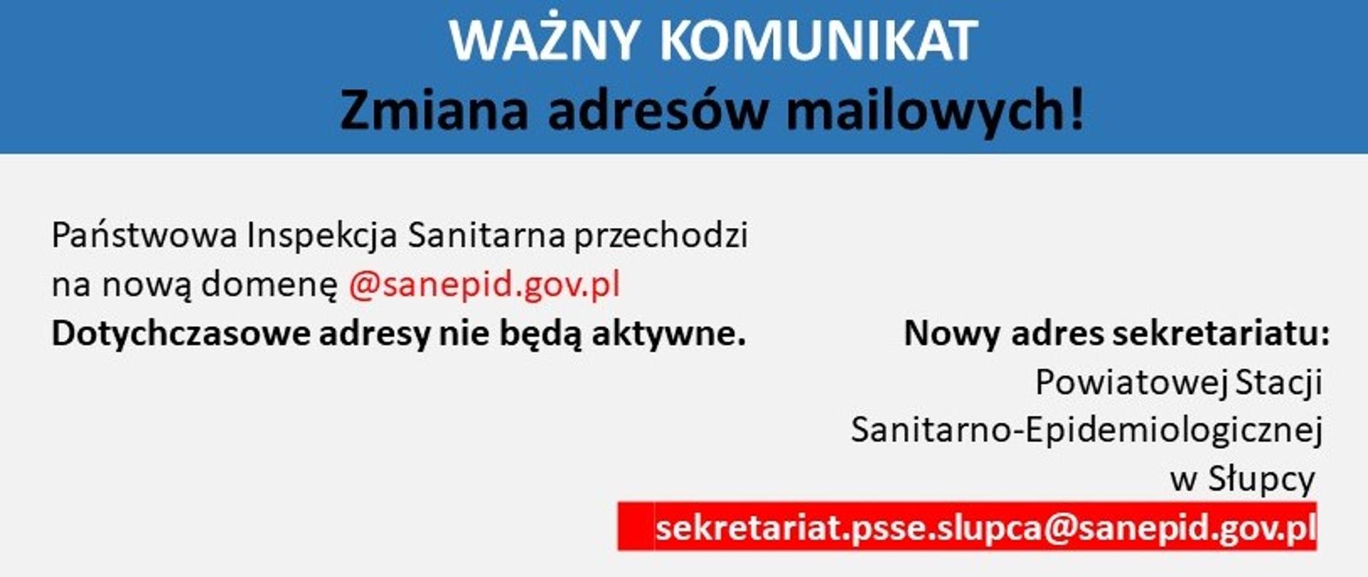 ważny komunikat zmiana domeny