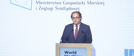 Minister Marek Gróbarczyk przemawia podczas oficjalnej części wydarzenia