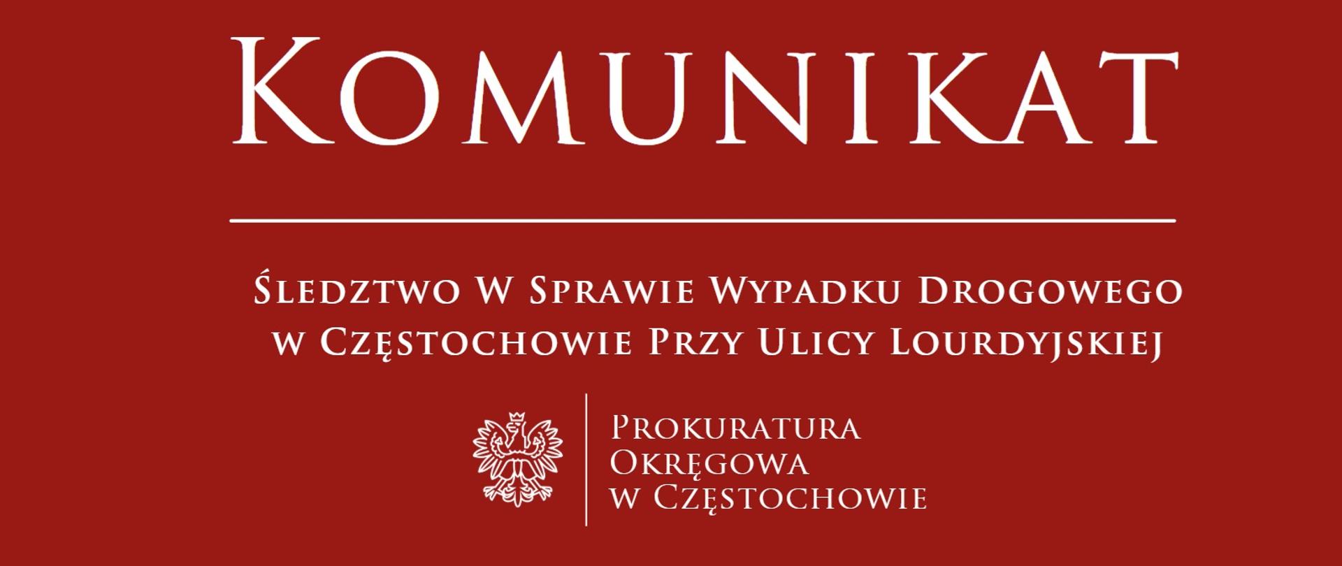 Śledztwo w sprawie wypadku drogowego w Częstochowie przy ulicy Lourdyjskiej
