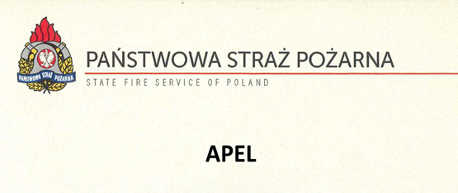 Zdjęcie przedstawia apel KG PSP na beżowym papierze