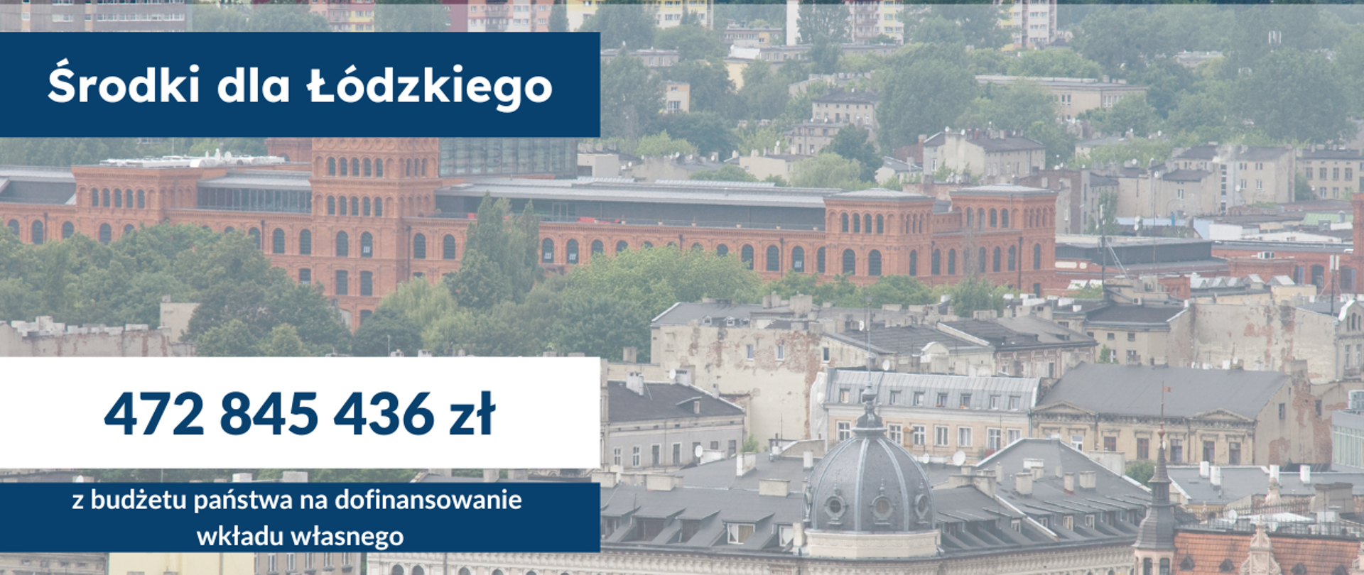 Ponad 472 mln zł budżetu państwa na dofinansowanie wkładu własnego dla samorządu łódzkiego