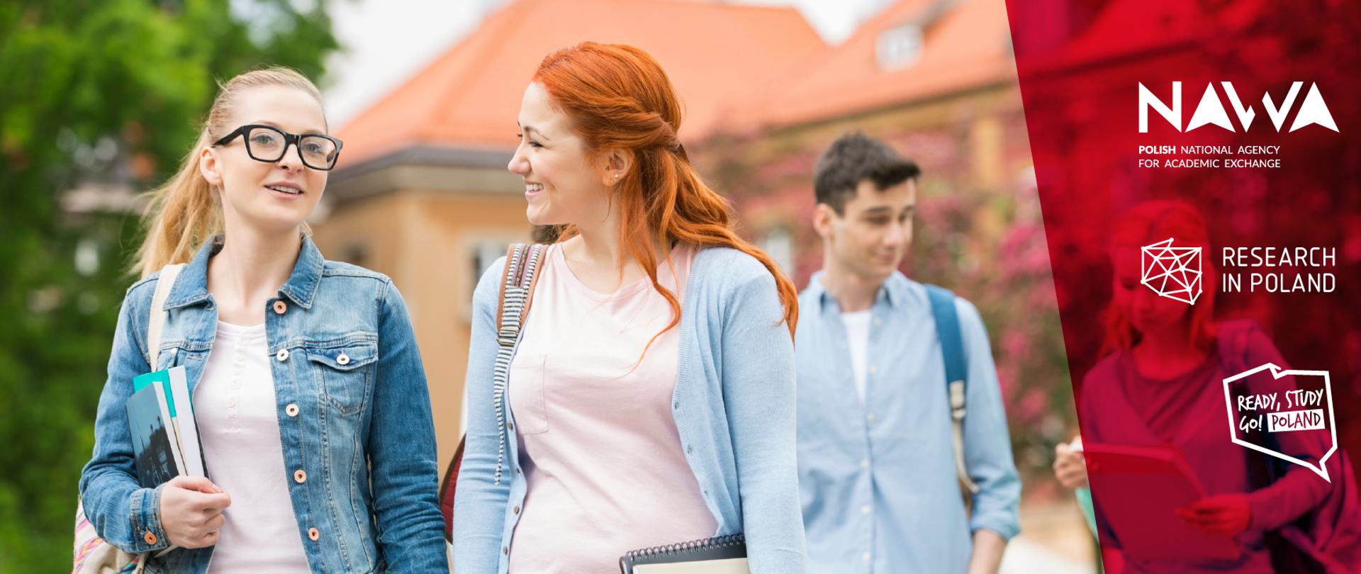 Plakat przedstawia młodych ludzi obok logo NAWA