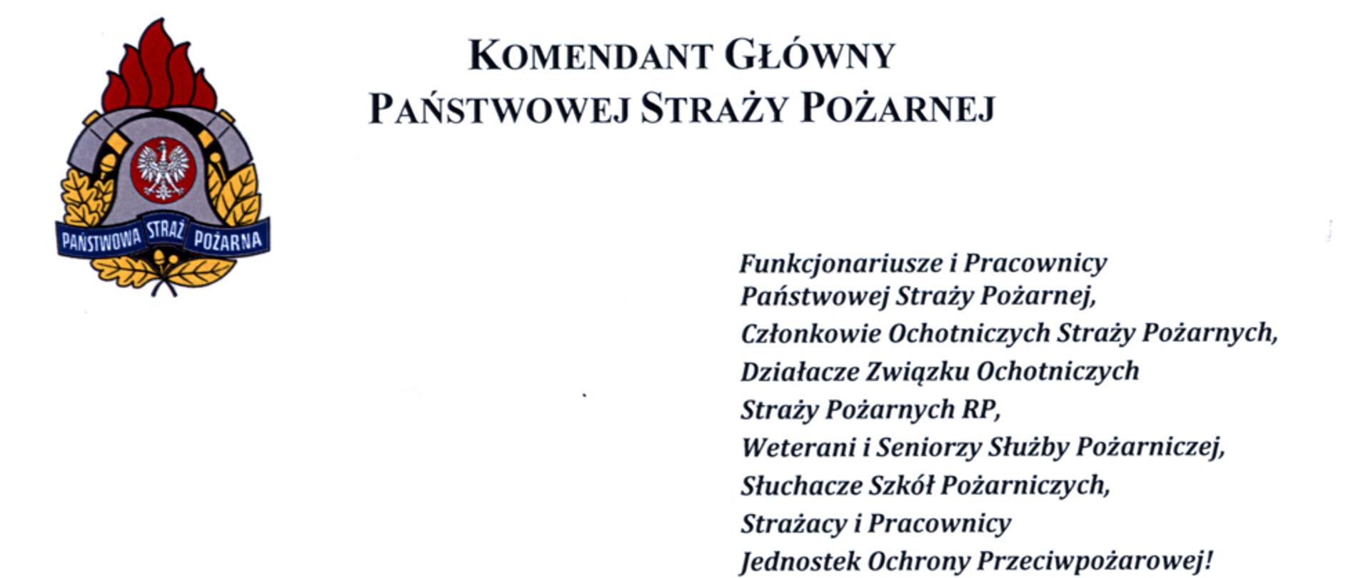Życzenia z okazji Dnia Strażaka od Komendanta Głównego PSP