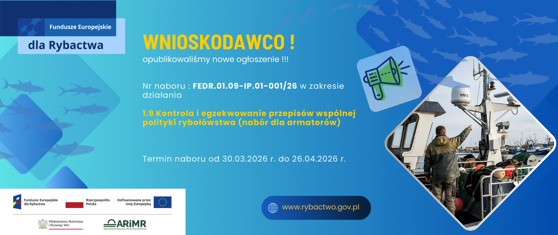 Fundusze Europejskie dla Rybactwa - ogłoszenie o naborze