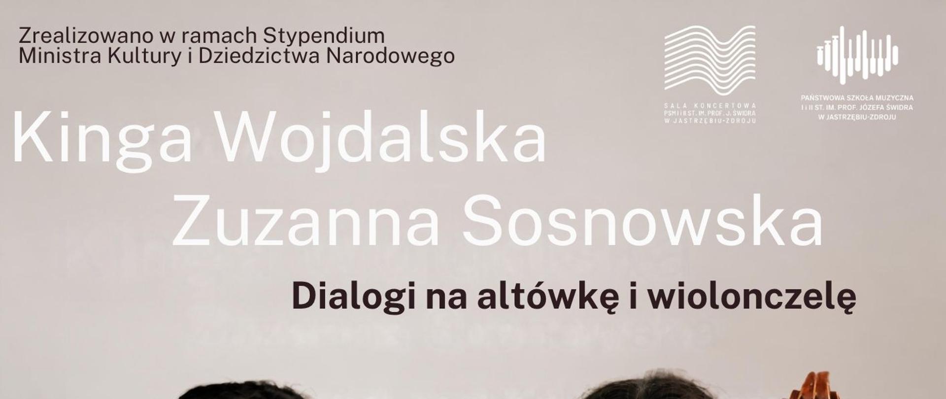 Plakat informacyjny dotyczący koncertu "Dialogi na altówkę i wiolonczelę" odbywającego się w dniu 25.10.2026 o godz. 18.00. 