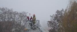 Zdjęcie przedstawia Świętego Mikołaja w asyście Wrzesińskich strażaków. 
