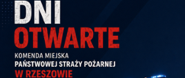Infografika promująca dni otwarte KM PSP w Rzeszowie.