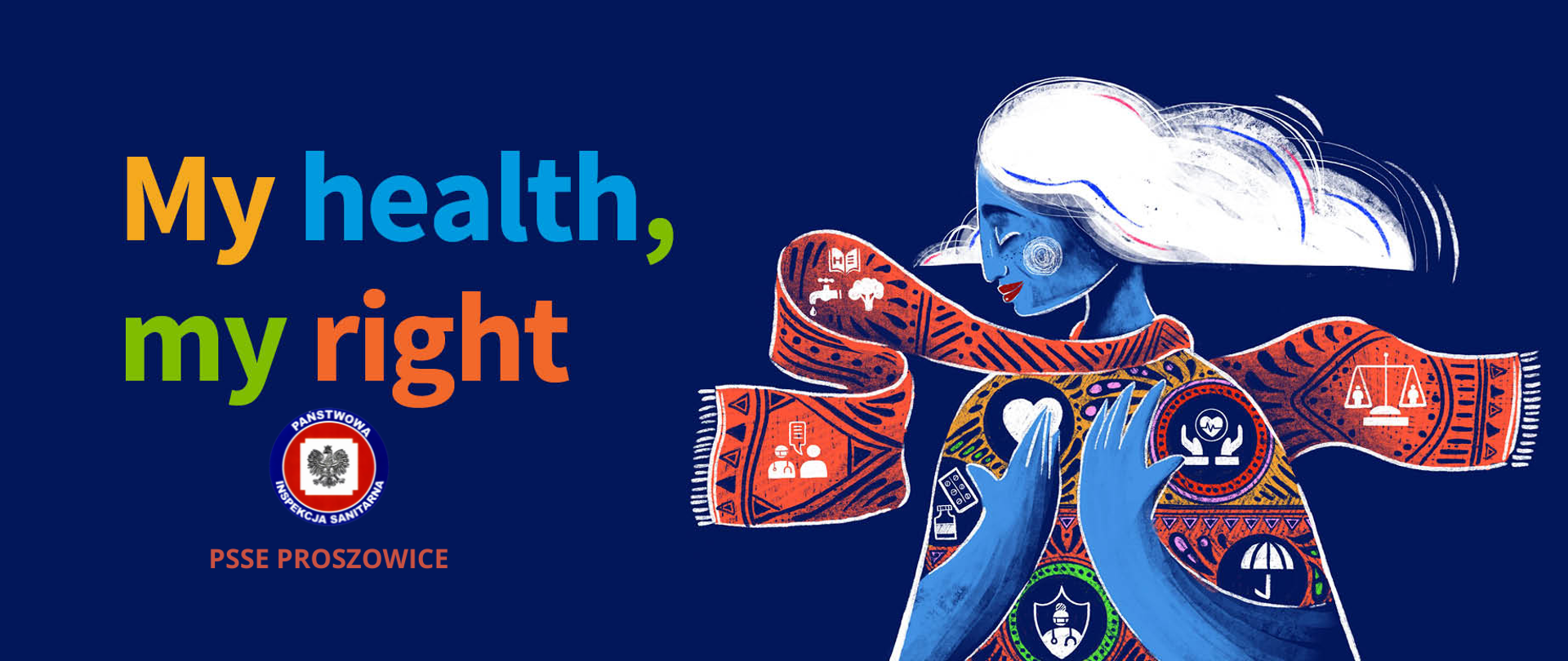 NA ZDJĘCIU WIDNIEJE DZIEWCZYNA W SZALIKU I NAPIS MY HEALTH MY RIGHT 