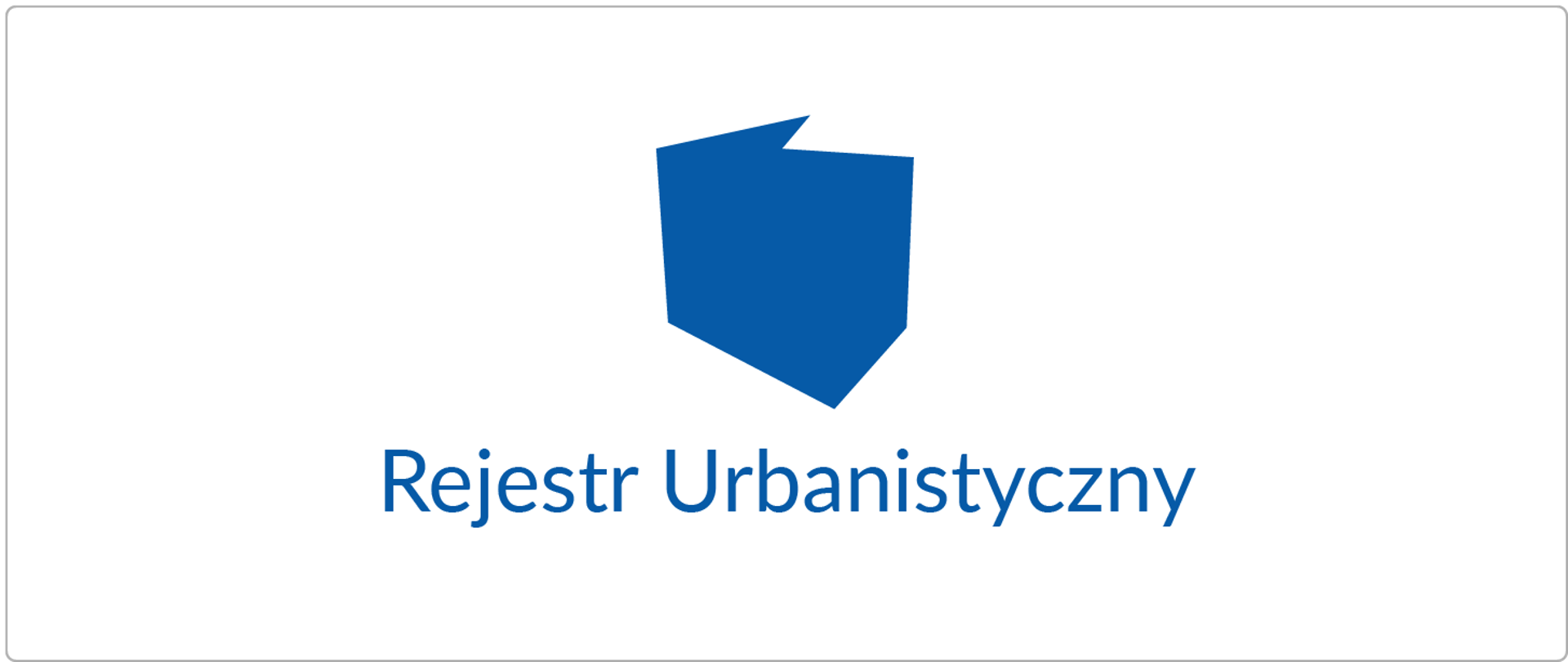 Logo Rejestru Urbanistycznego - Granatowy kontur Polski. Pod nim granatowy napis: Rejestr Urbanistyczny
