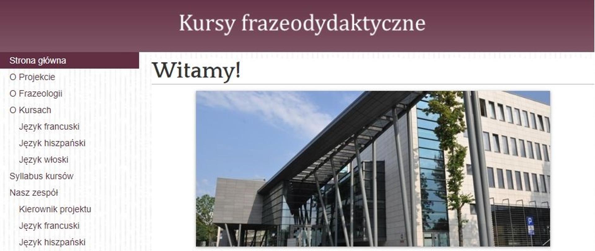 Strona internetowa projektu: www.kursyfrazeo.us.edu.pl.