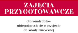 Biało-zielony plakat zajęć przygotowawczych - 15 i 22 maja 2025 z elementami graficznymi dzieci grających na instrumentach