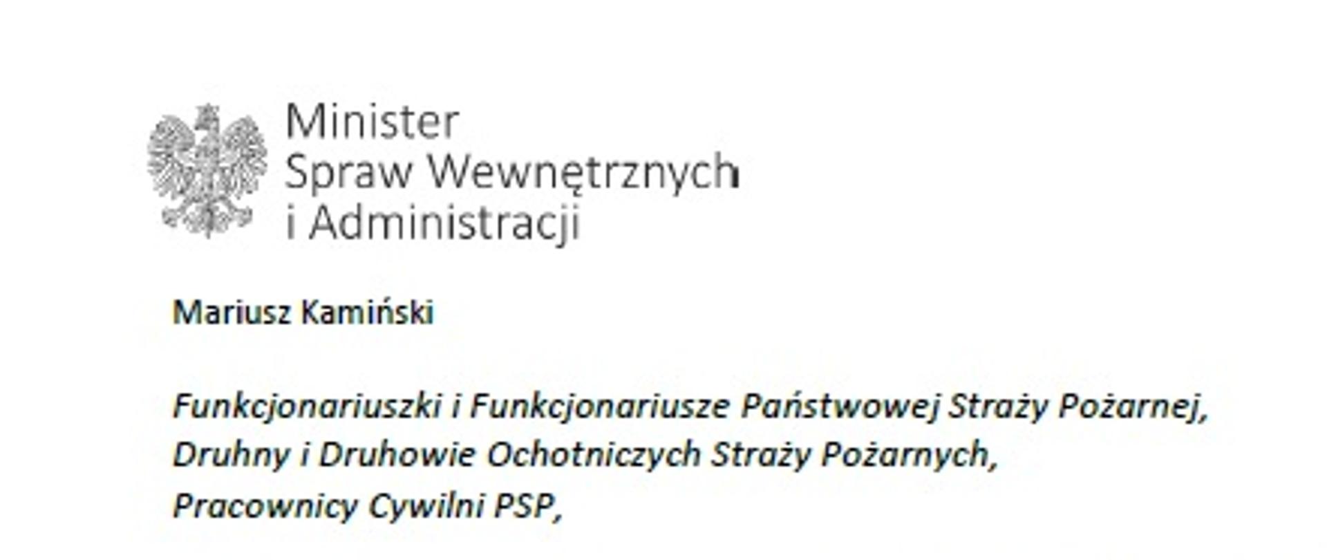 Życzenia z okazji Dnia Strażaka Ministra Spraw Wewnętrznych i Administracji
