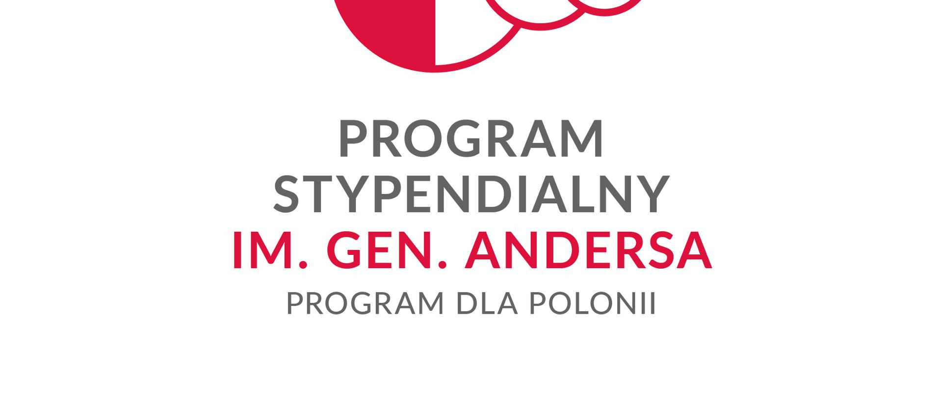 Grafika przedstawiająca logo programu stypendialnego im.gen. Andersa. Program dla Polonii