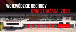 Plakat zapraszający za wojewódzkie obchody dnia strażaka ze zdjęciem jednostki ratowniczo gaśniczej PSP