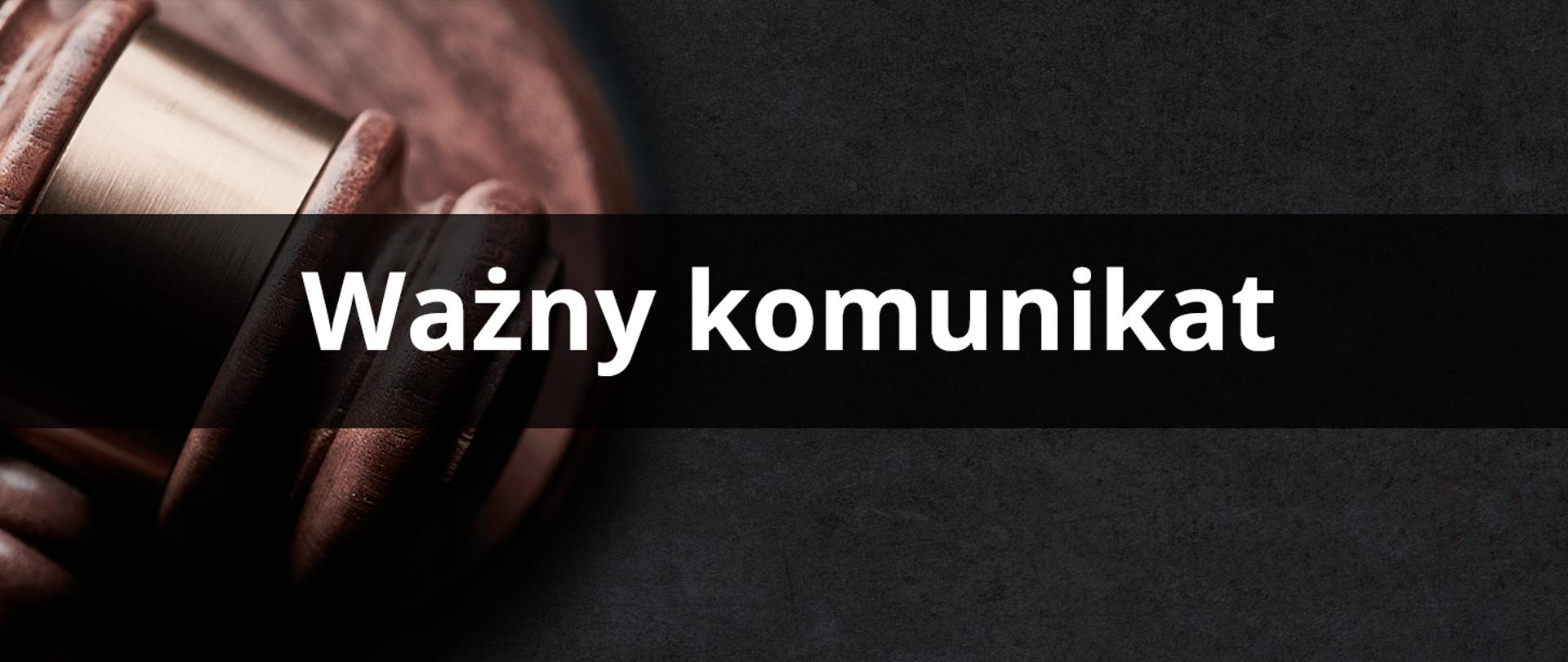 Grafika z napisem ważny komunikat