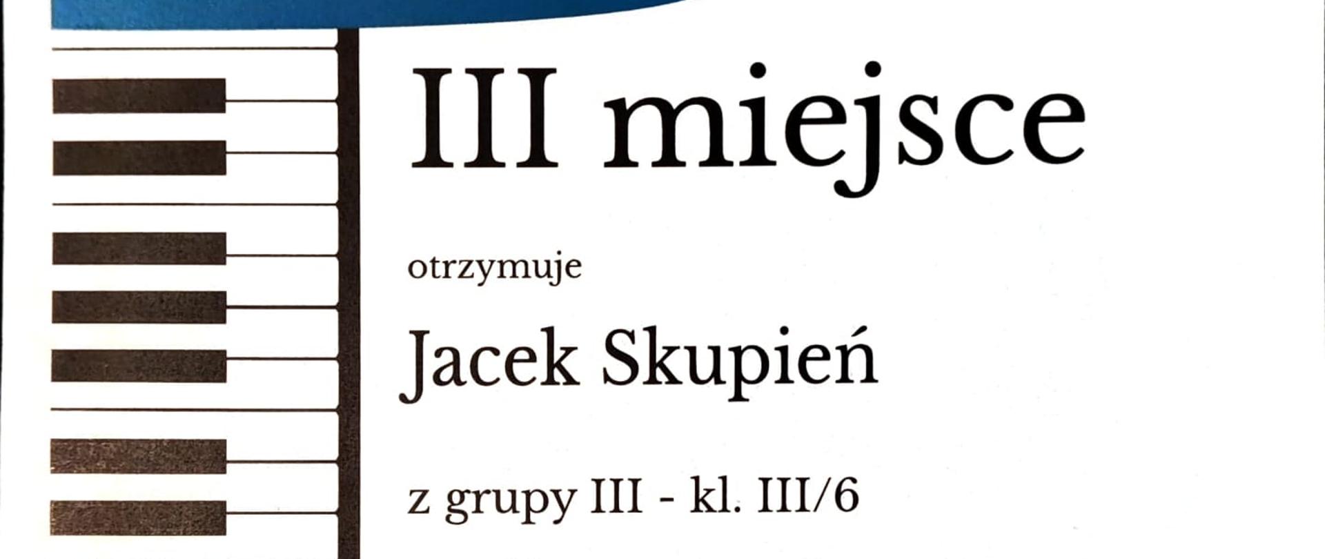 Dyplom III miejsca na VIII Międzynarodowym Konkursie Pianistycznym w Libiążu