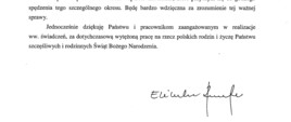 Zdjęcie pisma minister Elżbiety Rafalskiej. 