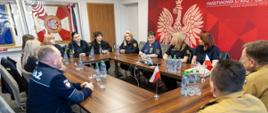 Kobiety - strażacy z Ukrainy oraz samorządowcy z Ukrainy spotkali się w dniu 4 marca 2025 z Opolskim Komendantem Wojewódzkim PSP nadbryg. Pawłem Kielarem oraz Zastępcą Opolskiego Komendanta Wojewódzkiego PSP st. bryg. Piotrem Dudkiem. Spotkanie odbyło się na sali sztabowej Komendy Wojewódzkiej Państwowej Straży Pożarnej Opolu.