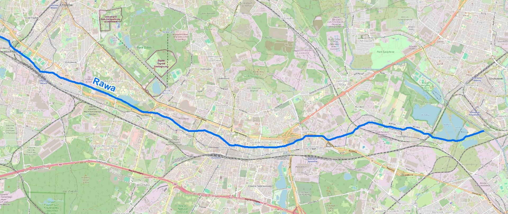 Rzeka Rawa w obszarze Katowic