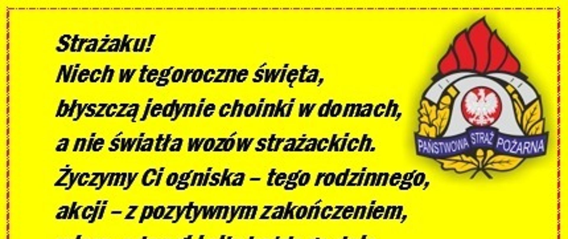 Zdjęcie zawiera życzenia Komendanta Miejskiego PSP w Słupsku oraz Zastępcy Komendanta