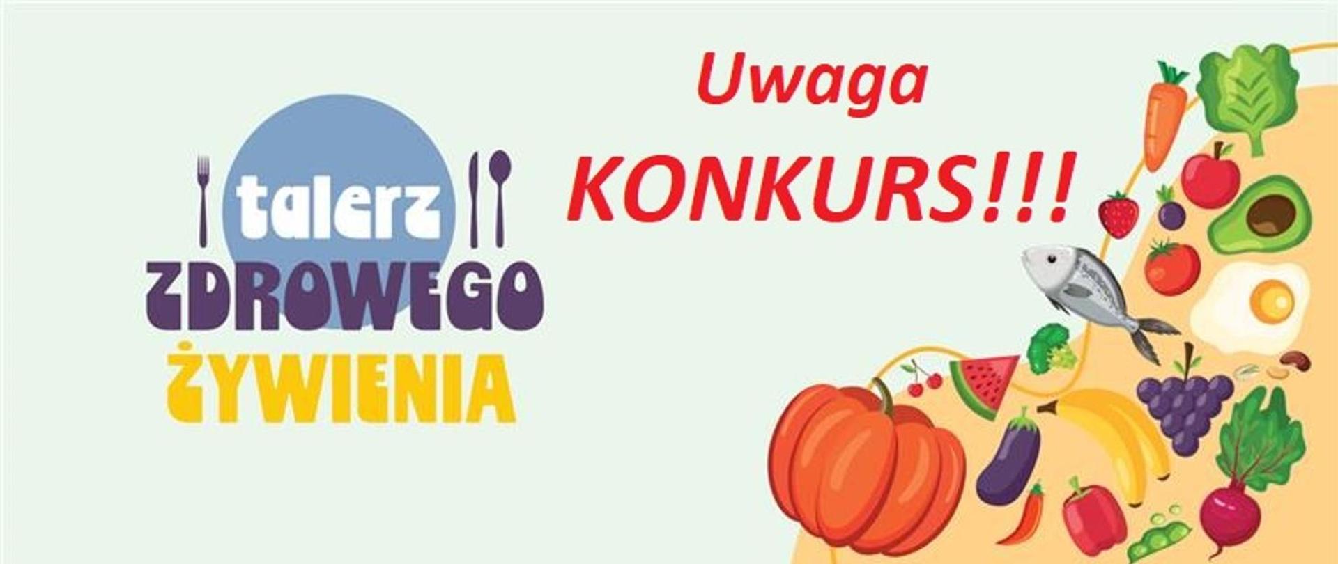 baner konkursowy z nazwą konkursu z rysunkami przedstawiającymi jedzenie