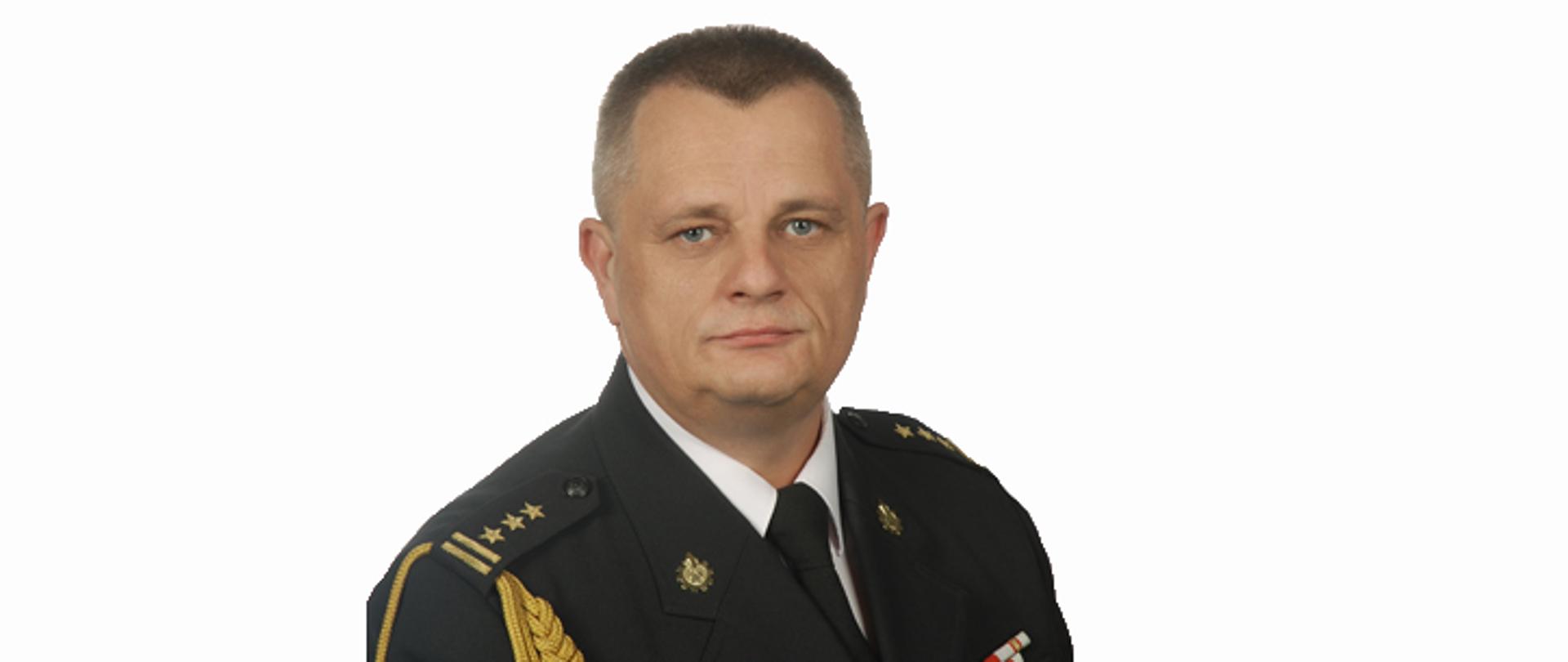 Zdjęcie portretowe st. bryg. mgr Andrzej Kufty p.o. Zastępca Komendanta Powiatowego Państwowej Straży Pożarnej w Brzesku