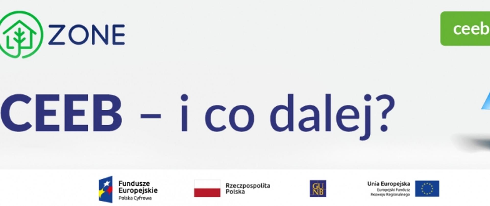 Baner z napisem „CEEB – i co dalej?”, logotypami instytucji oraz adresem ceeb.gov.pl i ikoną domu.