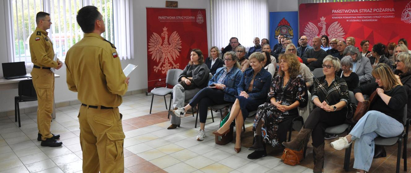 Spotkanie służb ratunkowych z dyrektorami szkół w Lidzbarku Warmińskim