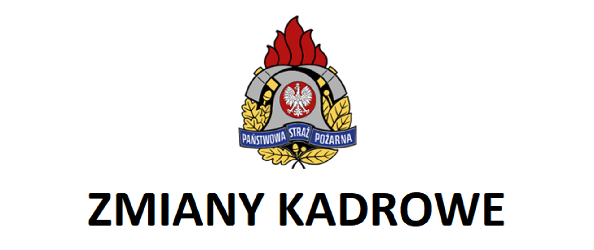 Zdjęcie przedstawia logo Państwowej Straży Pożarnej, pod logo napis "zmiany kadrowe"