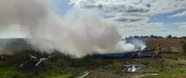 Pożar przyczepy ze słomą w miejscowości Ogórki