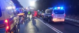Inspektorzy z Biura Kontroli Opłaty Elektronicznej Głównego Inspektoratu Transportu Drogowego na miejscu wypadku w pobliżu Torunia. Mimo natychmiast podjętej resuscytacji krążeniowo-oddechowej, jednej z poszkodowanych nie udało się przywrócić funkcji życiowych.