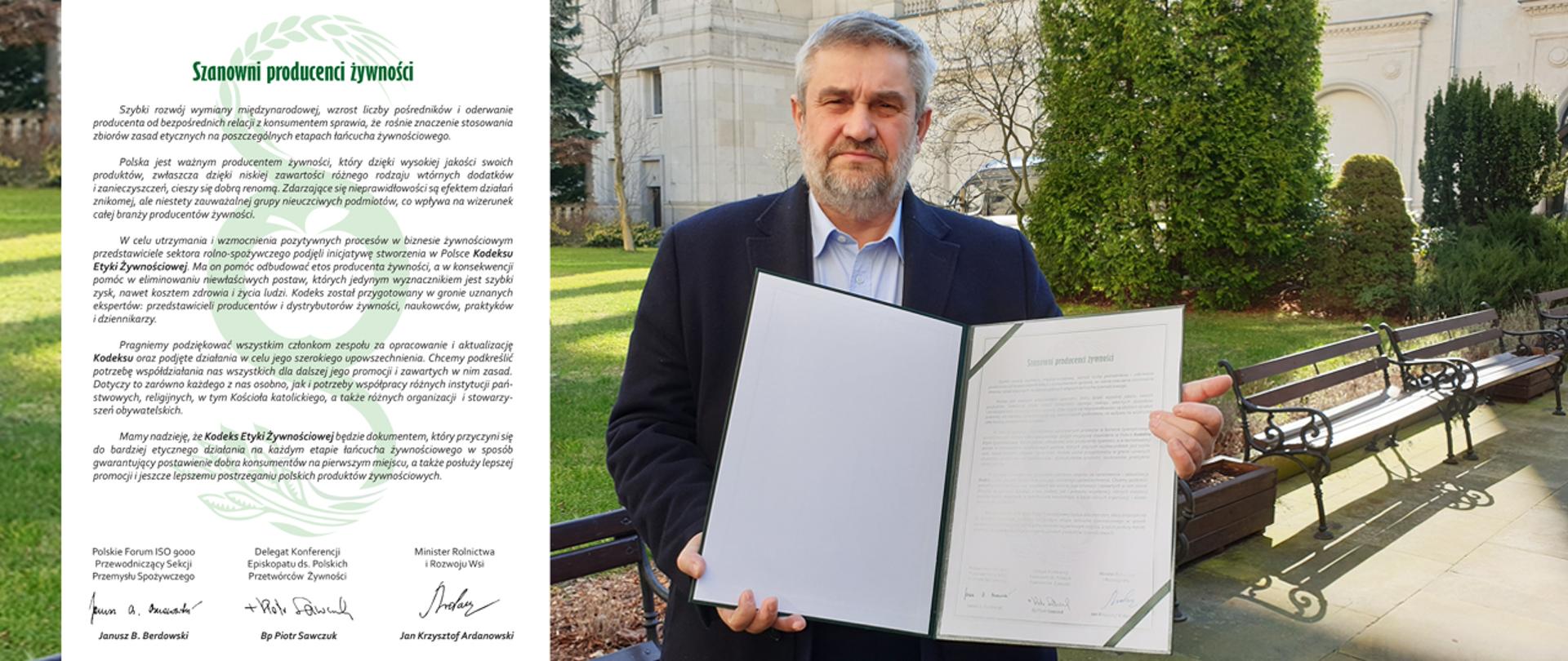 Minister J. K. Ardanowski z Kodeksem etyki żywności