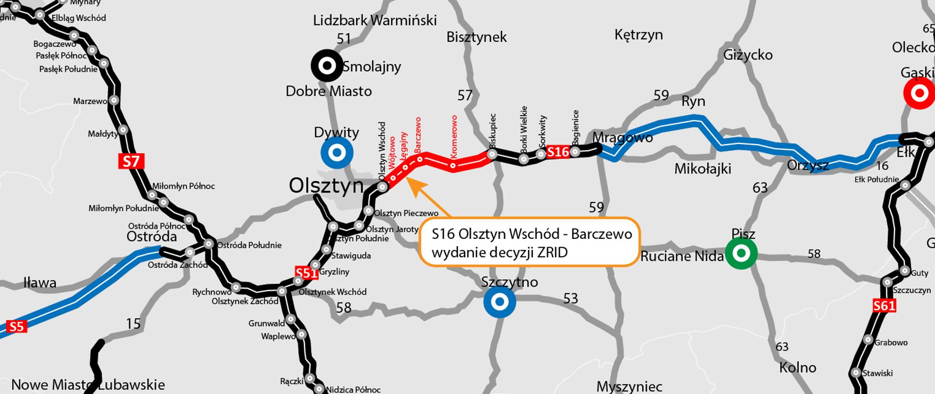 S16 Olsztyn Wschód - Barczewo
