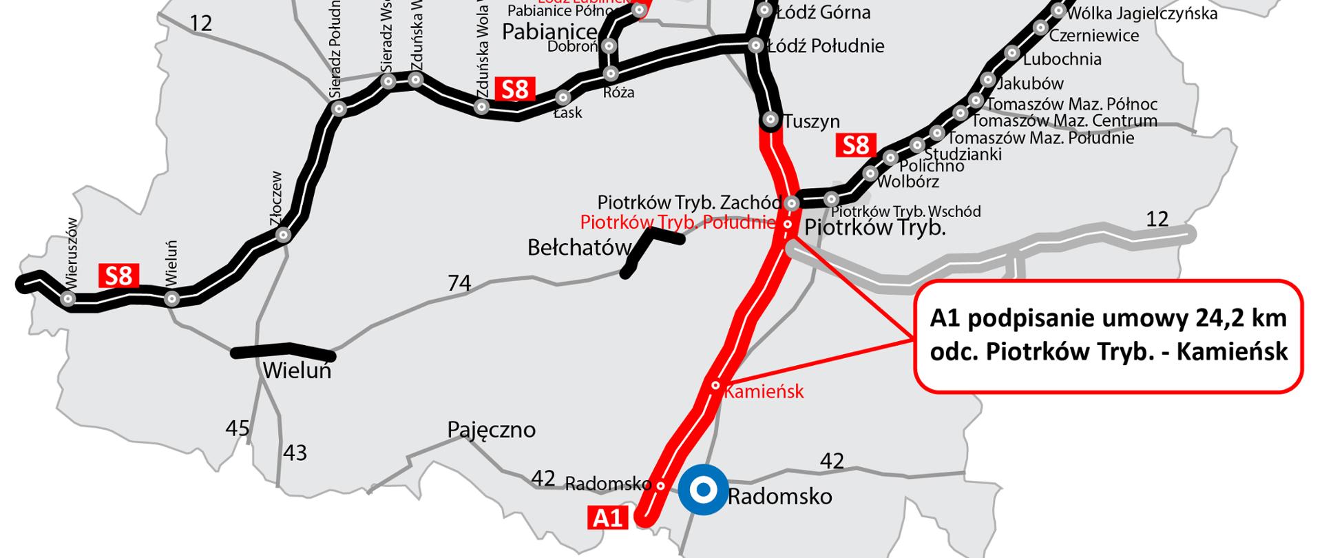 Autostrada A1 - mapa
