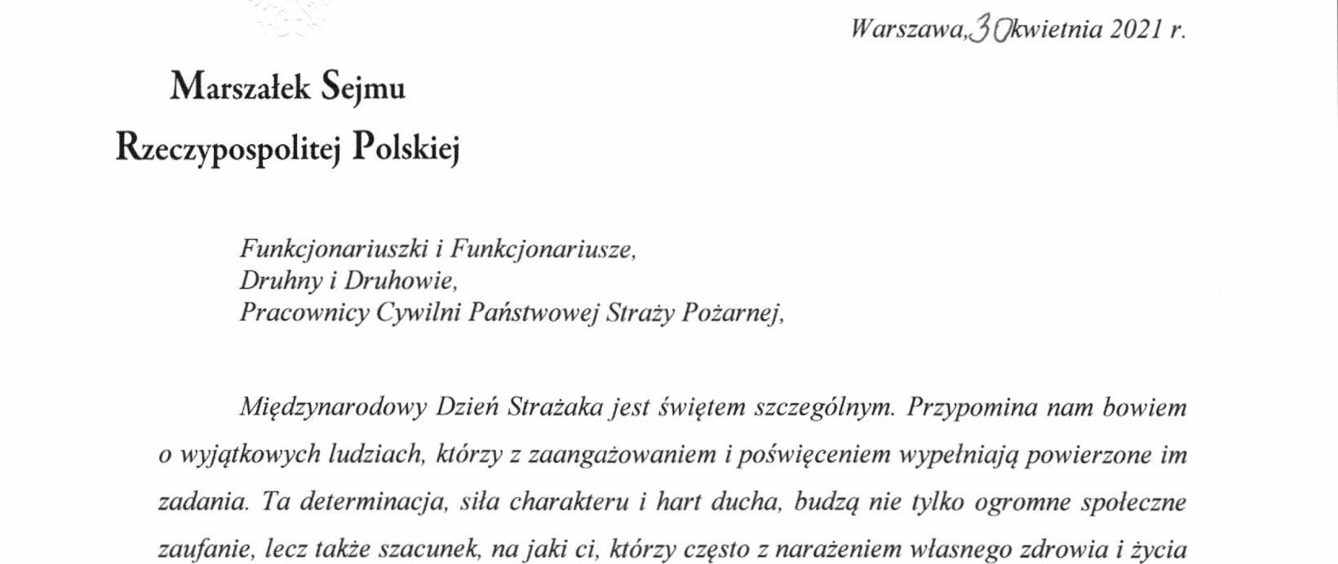 zyczenia_Dzien_Strazaka_marszałek_Witek