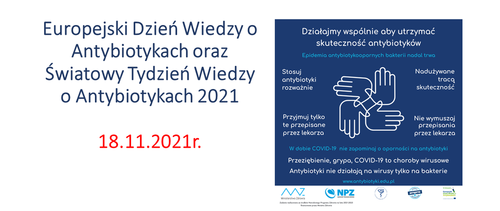 Grafika zawiera hasła na temat antybiotykooporności.