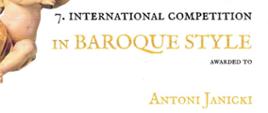Zdjęcie przedstawia dyplom laureata zdobyty przez Antoniego Janickiego. W lewym górnym rogu znajduje się barokowa figurka dziecka grającego na skrzypcach.
