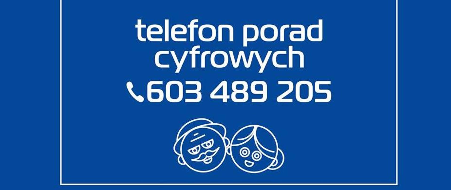 Ulotka z numerem telefonu na temat porad cyfrowych. 