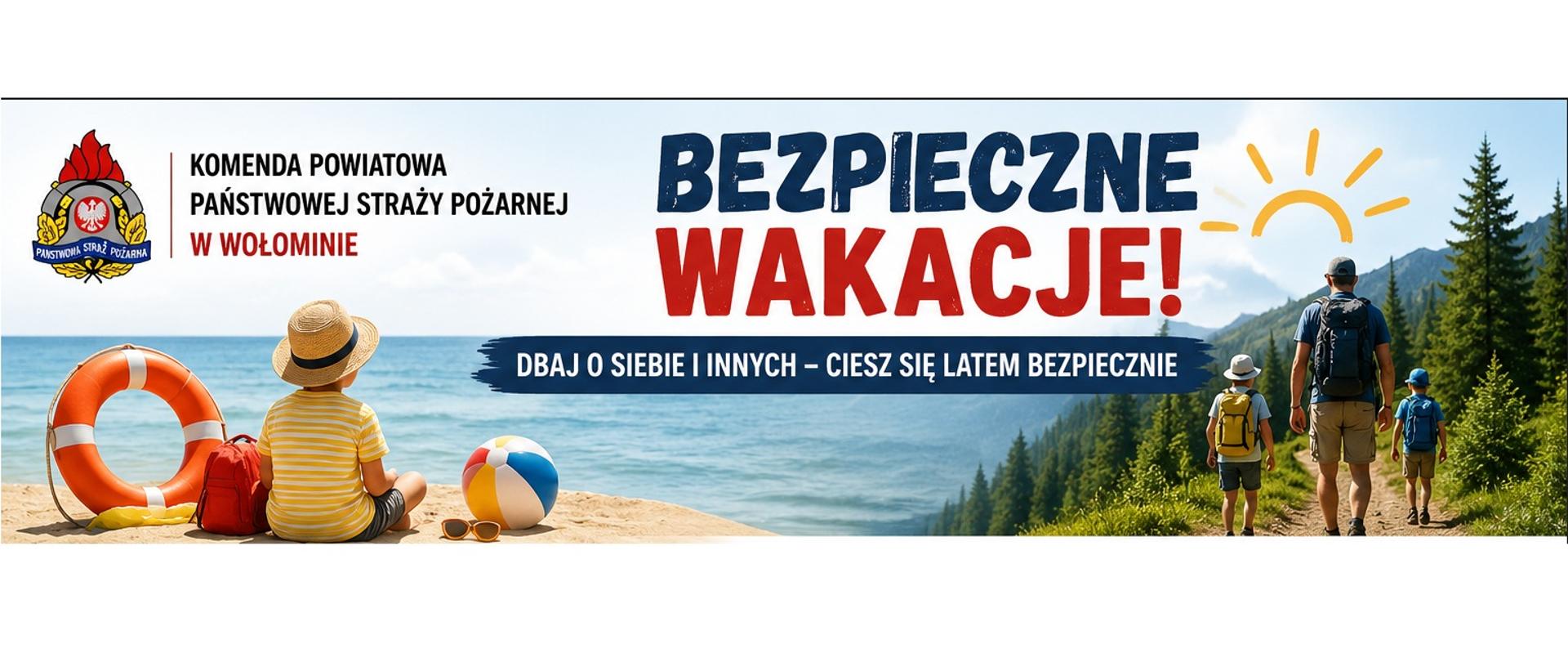 Grafika jak zachowywać się bezpiecznie w wakacje.