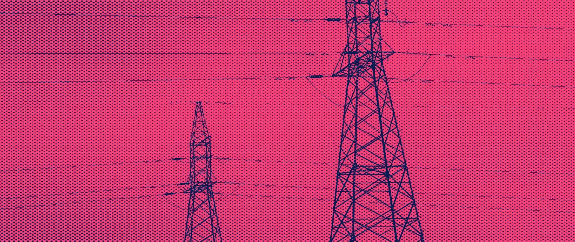 Zdjęcie zgrafizowane: dwa słupy elektryczne, tło różowe w kropki