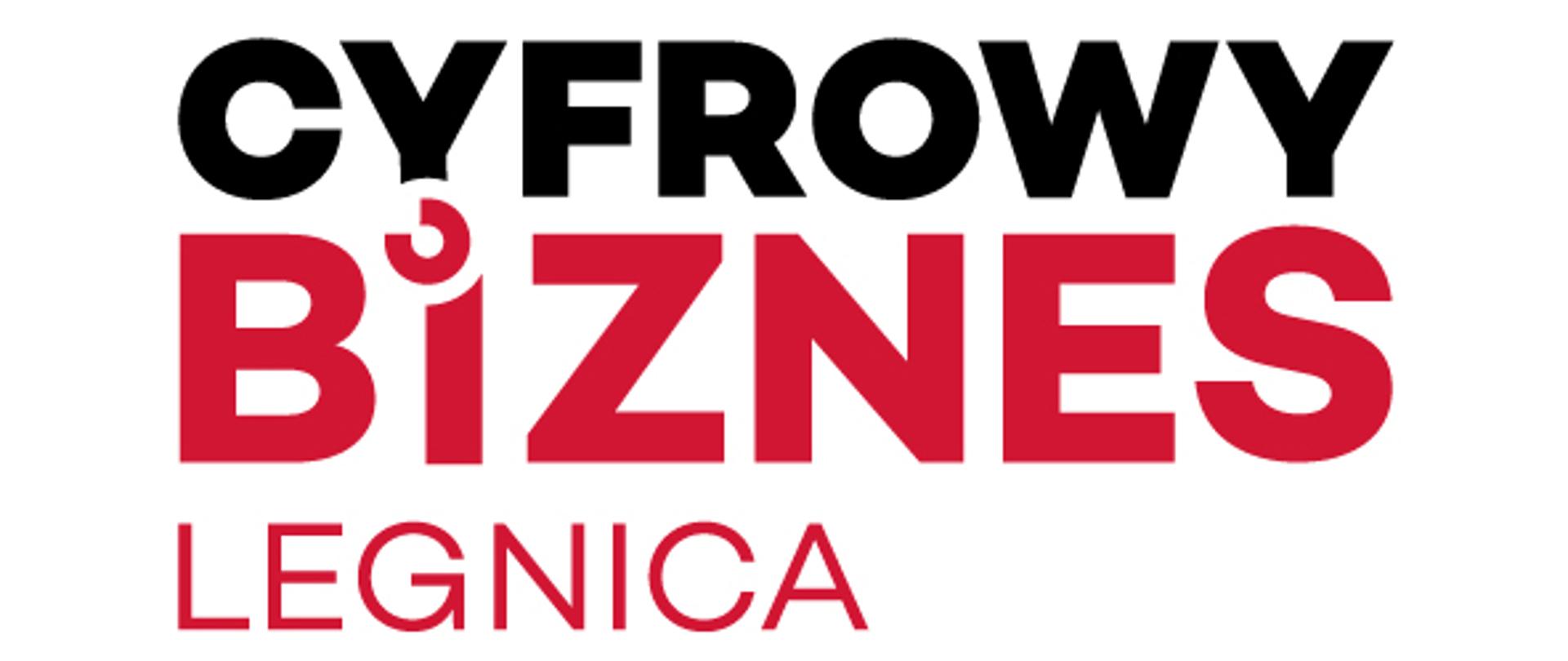 Grafika z napisem czarno-czerwonym Cyfrowy Biznes Legnica