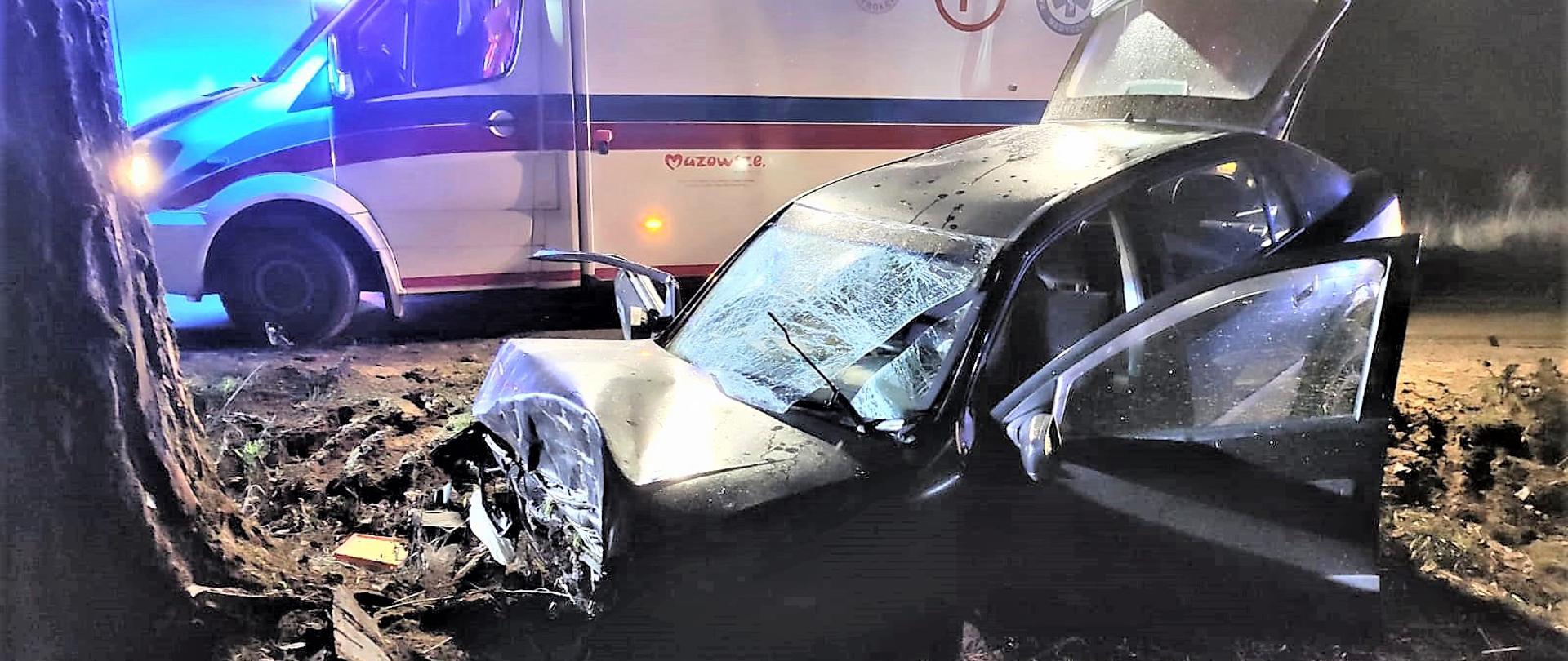 Samochód osobowy uderzył w drzewo w miejscowości Gostkowo