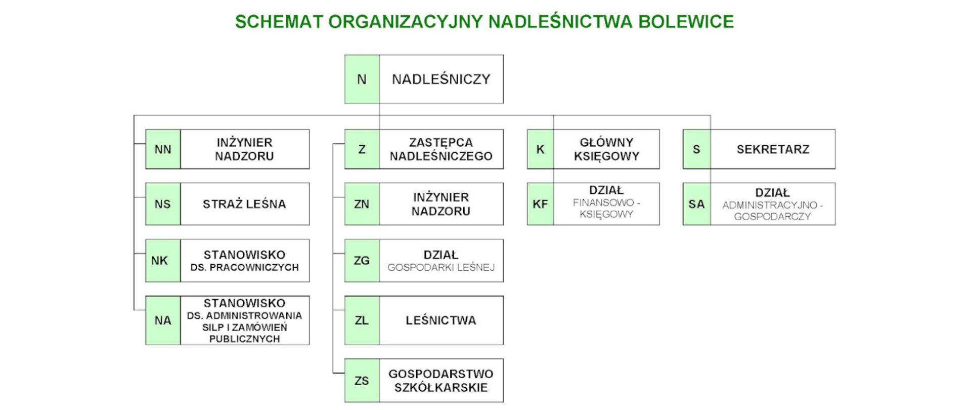 Schemat organizacyjny Nadleśnictwa Bolewice