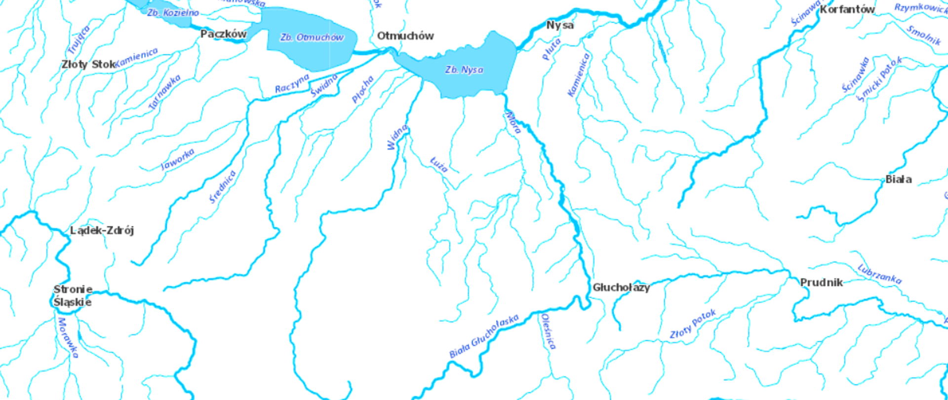 Mapa zlewni Białej Głuchołaskiej
