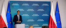 Premier Mateusz Morawiecki podczas konferencji prasowej poświęconej Dolnośląskiej Dolinie Wodorowej.