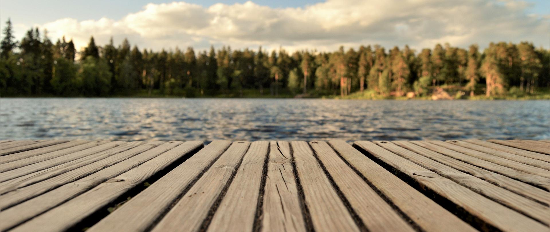 Zdjęcie jeziora z pomostu.