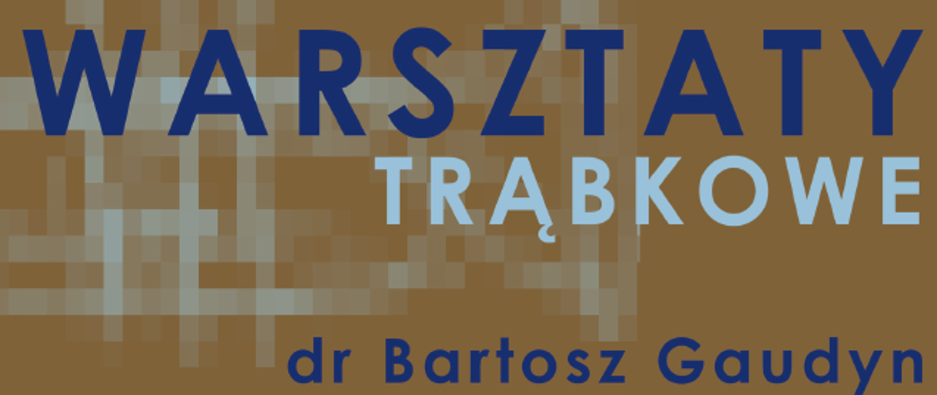 Na pomarańczowym tle znajduje się wypikselowana (rozmazana) biała trąbka a poniżej w kolorze czarnym. Na samej górze znajduje się nazwa szkoły Zespół Państwowych Szkół Muzycznych i. Mieczysława Karłowicza w Krakowie. Poniżej widnieje napis Warsztaty trąbkowe, dr Bartosz Gaudyn.
W dolnym lewym rogu napisana jest data, godzina i miejsce warsztatów:
czwartek godz. 14:00, 26.10.2023, sala kameralna.